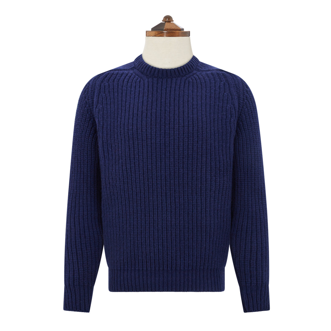 Ede Ravenscroft Kinsale Ribbed Navy Crew Jumper Navy