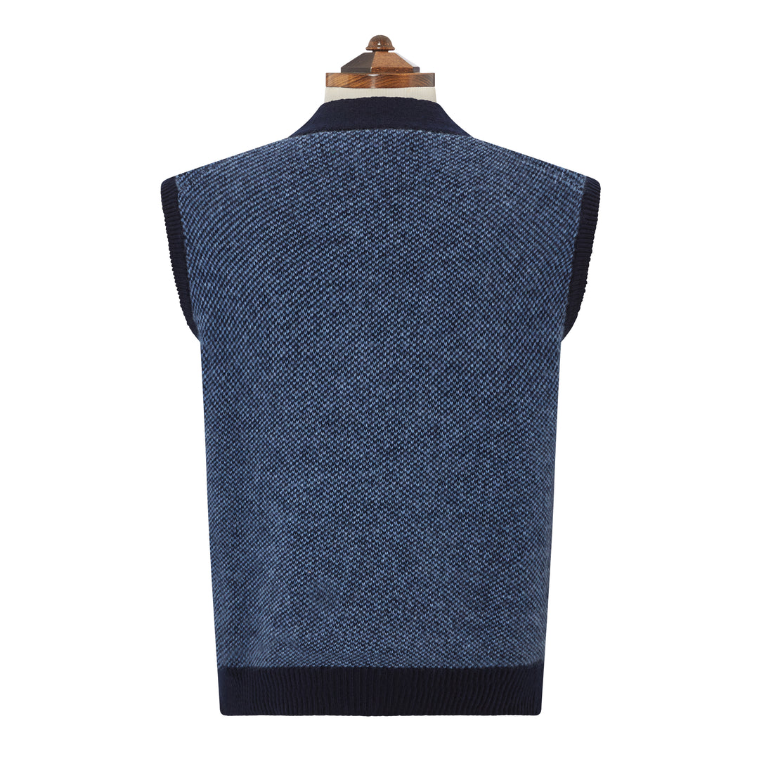 Kells Knitted Navy Blue Birdseye Vest