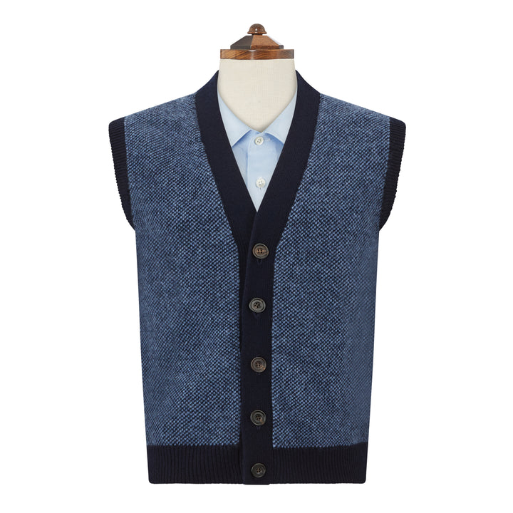 Kells Knitted Navy Blue Birdseye Vest
