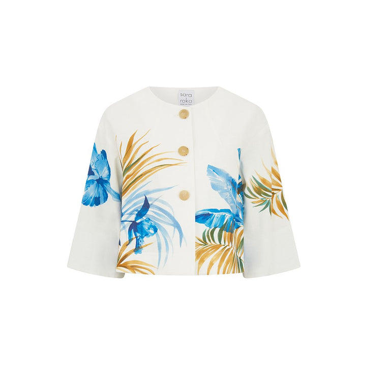 Manola Palm Tree Print Shirt Jacket White