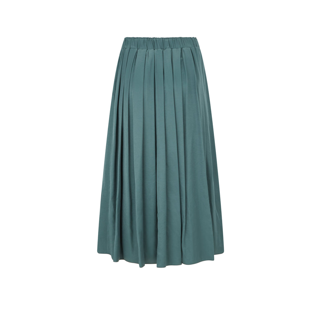 Pleated Flared Midi Skirt