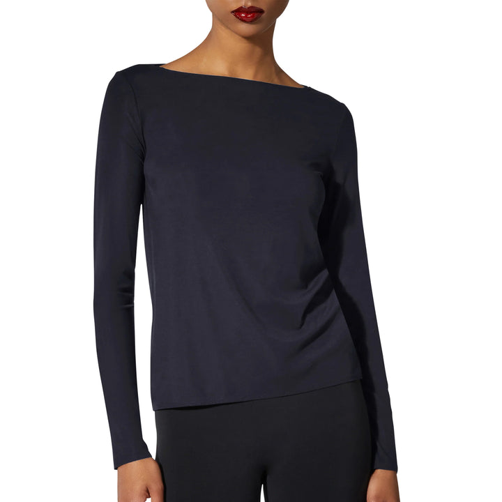 Pure Boat Neck Long Sleeve Black