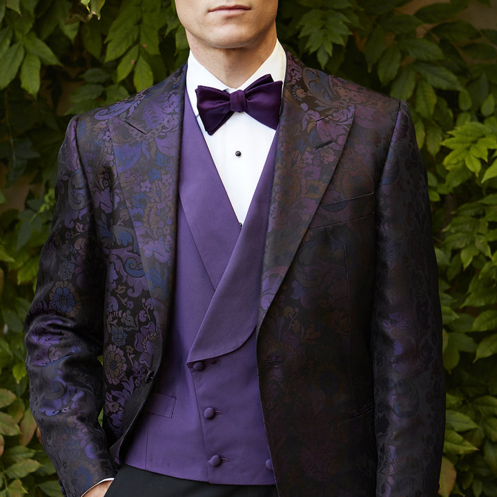 Hudson Purple Silk Cotton Grosgrain Waistcoat