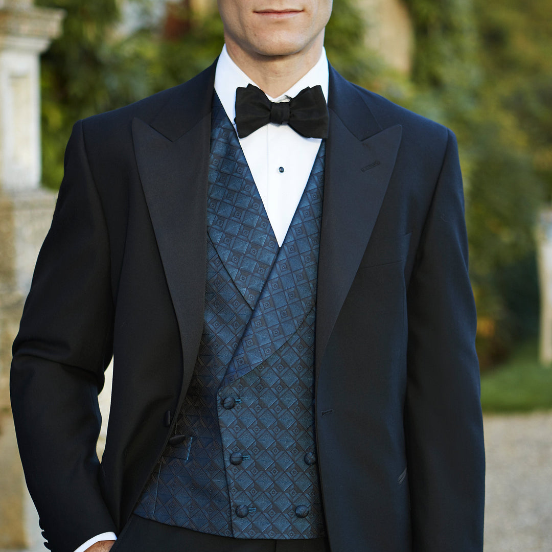 Hayward Teal Silk Jacquard Waistcoat