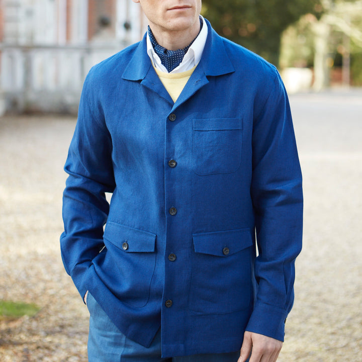 Lynton French Blue Linen Overshirt