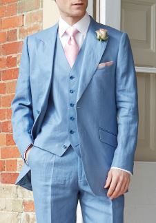 Hyde Pale Blue Twill Linen Waistcoat