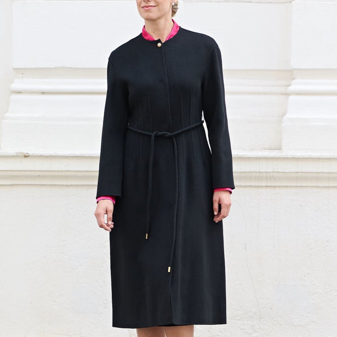 Fiacre Black Wool Silk Cashmere Coat