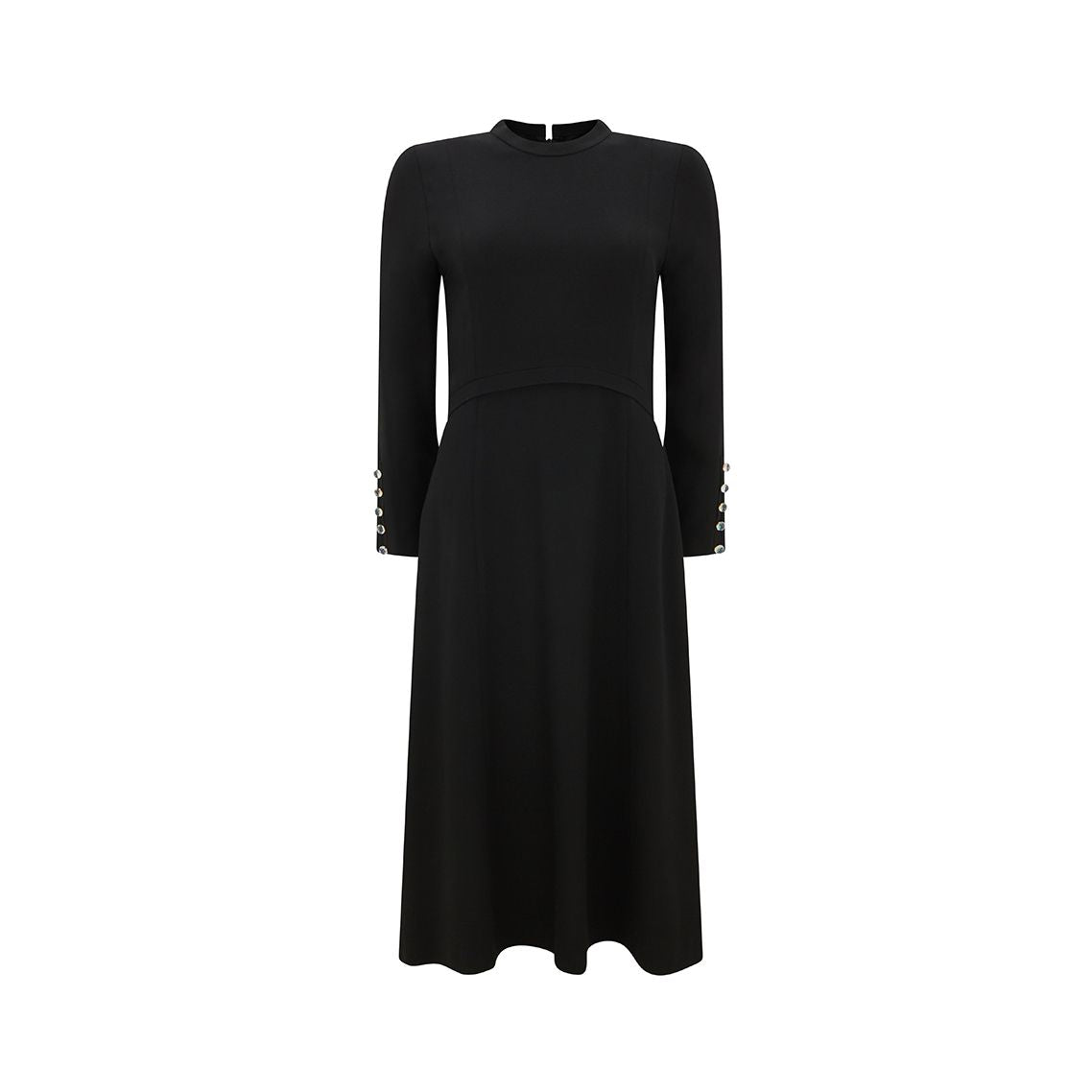 Ede & Ravenscroft | Jane Oxley Wool Crepe Fit & Flare Dress | Black