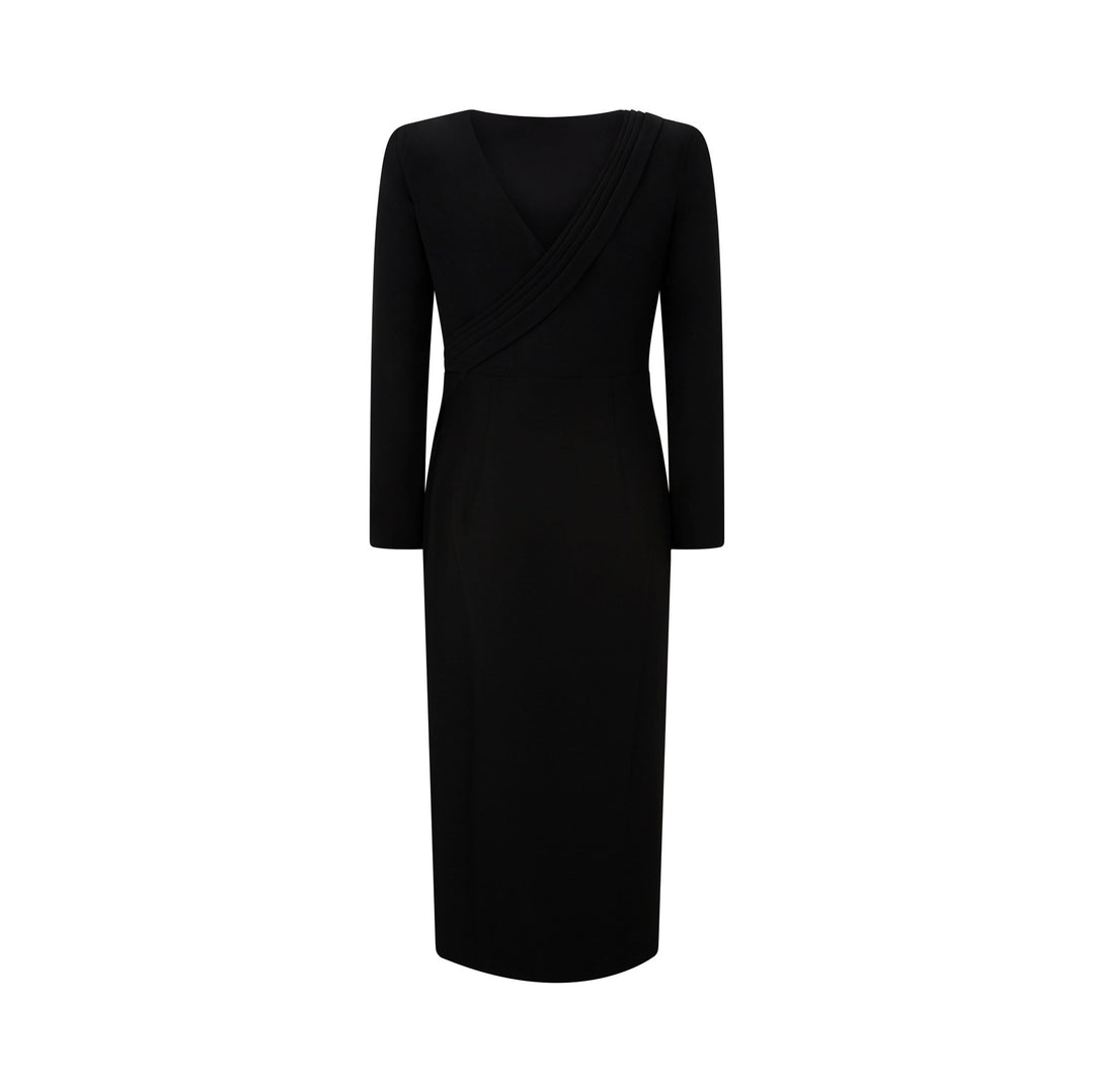 Ede & Ravenscroft | Emporio Armani Tailored Techno Cady Wrap Evening Dress | Black Ede & Ravenscroft | Emporio Armani Tailored Techno Cady Wrap Evening Dress | Black