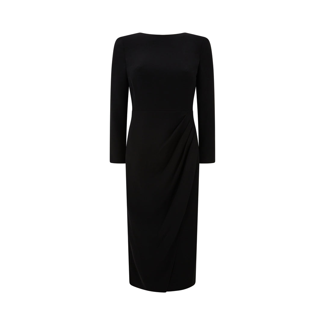 Ede & Ravenscroft | Emporio Armani Tailored Techno Cady Wrap Evening Dress | Black Ede & Ravenscroft | Emporio Armani Tailored Techno Cady Wrap Evening Dress | Black