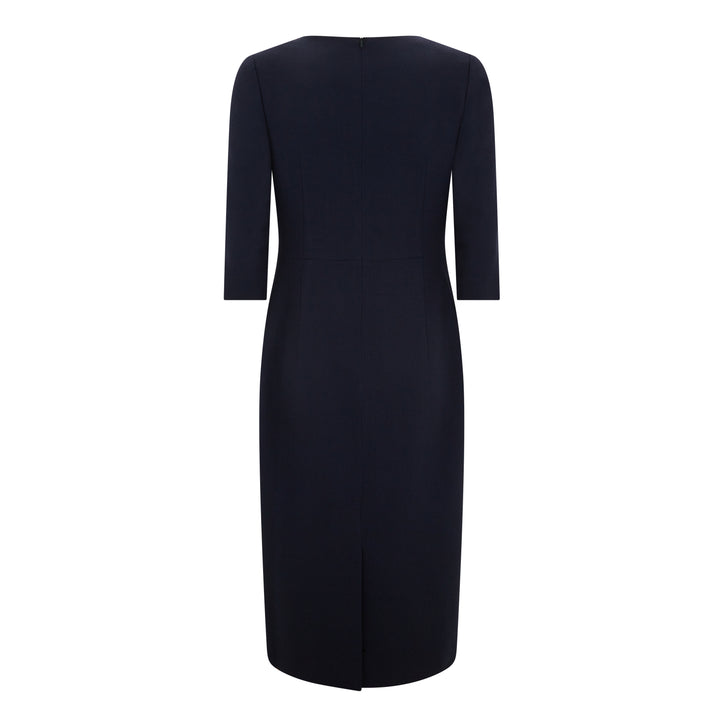 Navy Joy Tailored Wool Crepe Dress