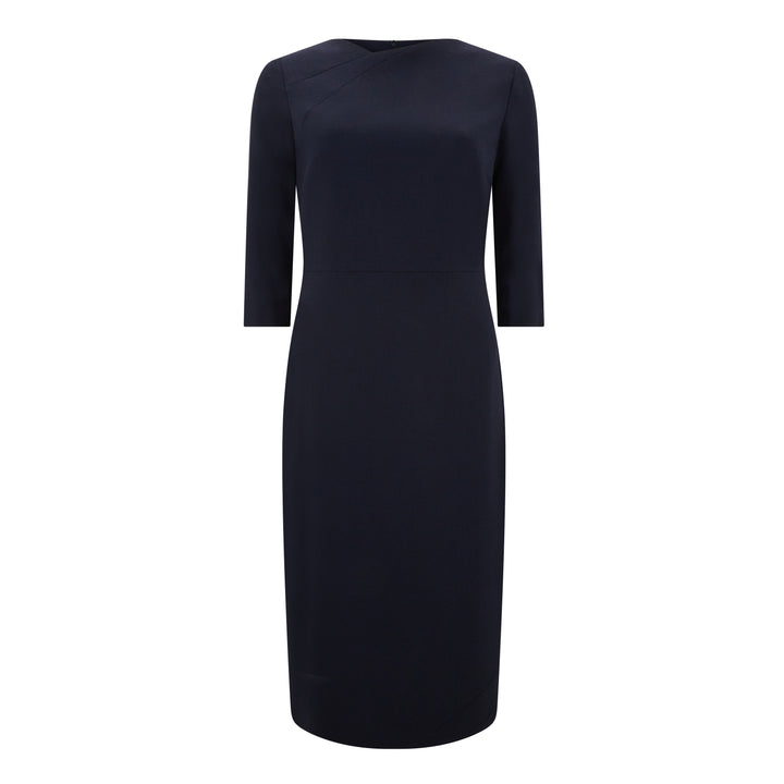 Navy Joy Tailored Wool Crepe Dress