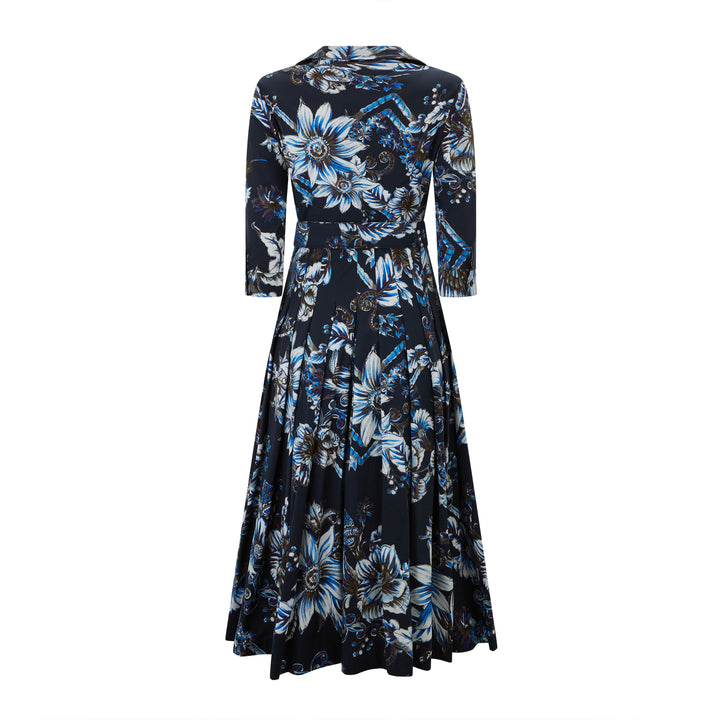 Audrey 4 Flower Luxemburg Dress Navy