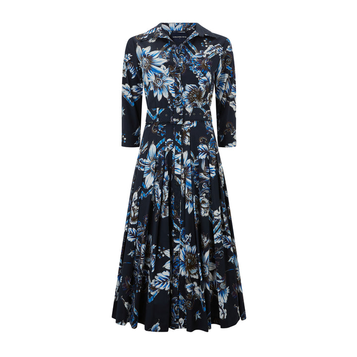 Audrey 4 Flower Luxemburg Dress Navy