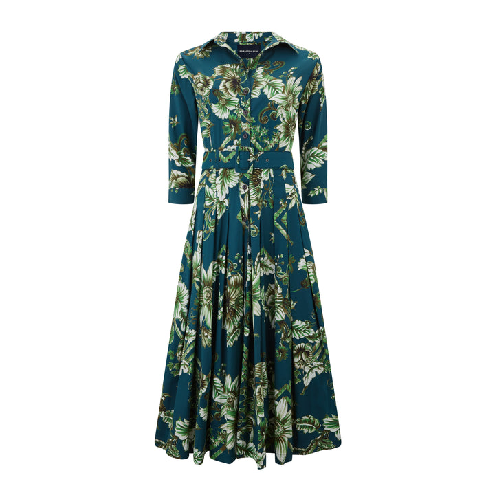 Audrey 4 Flower Luxemburg Dress Teal