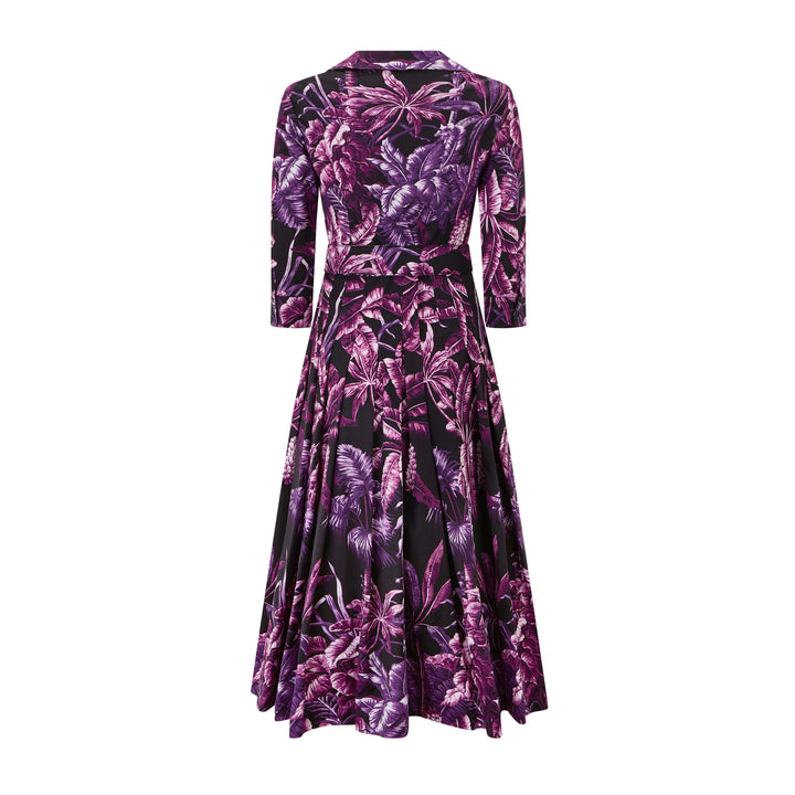 Audrey 4 Vintage Palm Dress Black Lilac