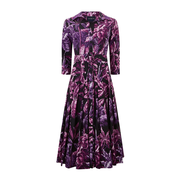 Audrey 4 Vintage Palm Dress Black Lilac