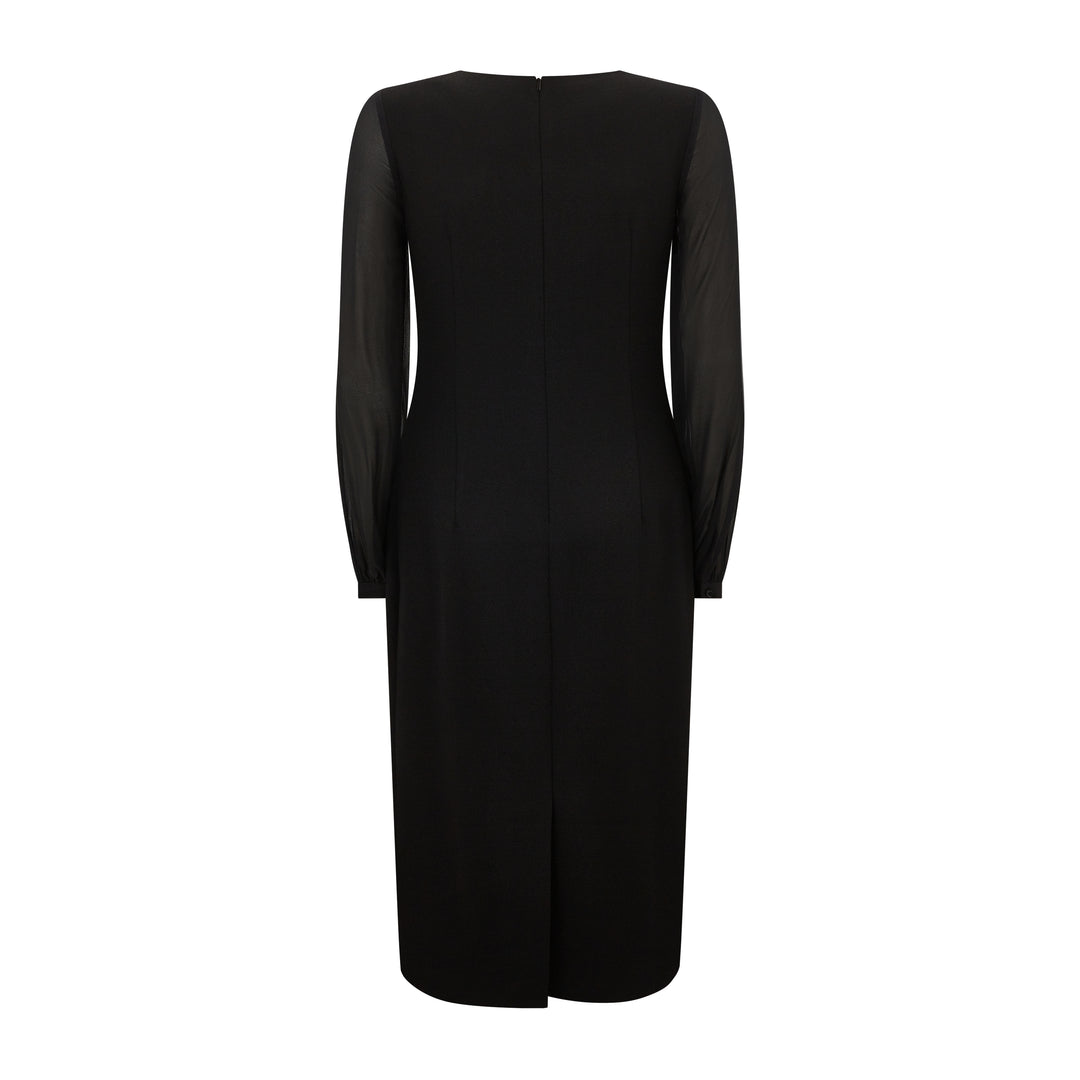 Pixie Silk Sleeve Wool Crepe Dress