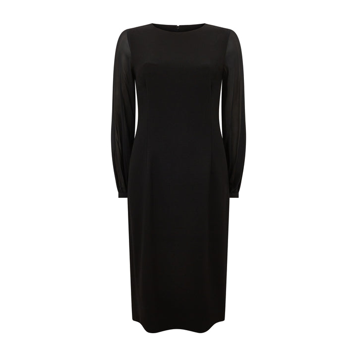 Pixie Silk Sleeve Wool Crepe Dress