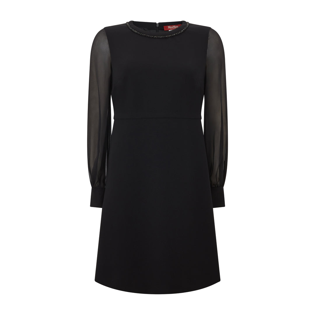 max mara long sleeve black dress Max Mara Draped Detailing Midi Dress