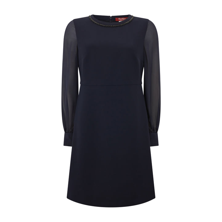 Volto Tailored Cady Silk Sleeve Dress Navy