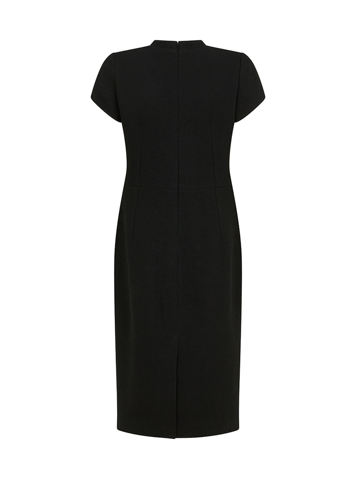 Hollie Tailored Wool Crepe Black Dress