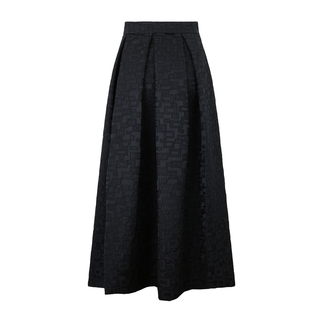Luna Black Jacquard Square Skirt