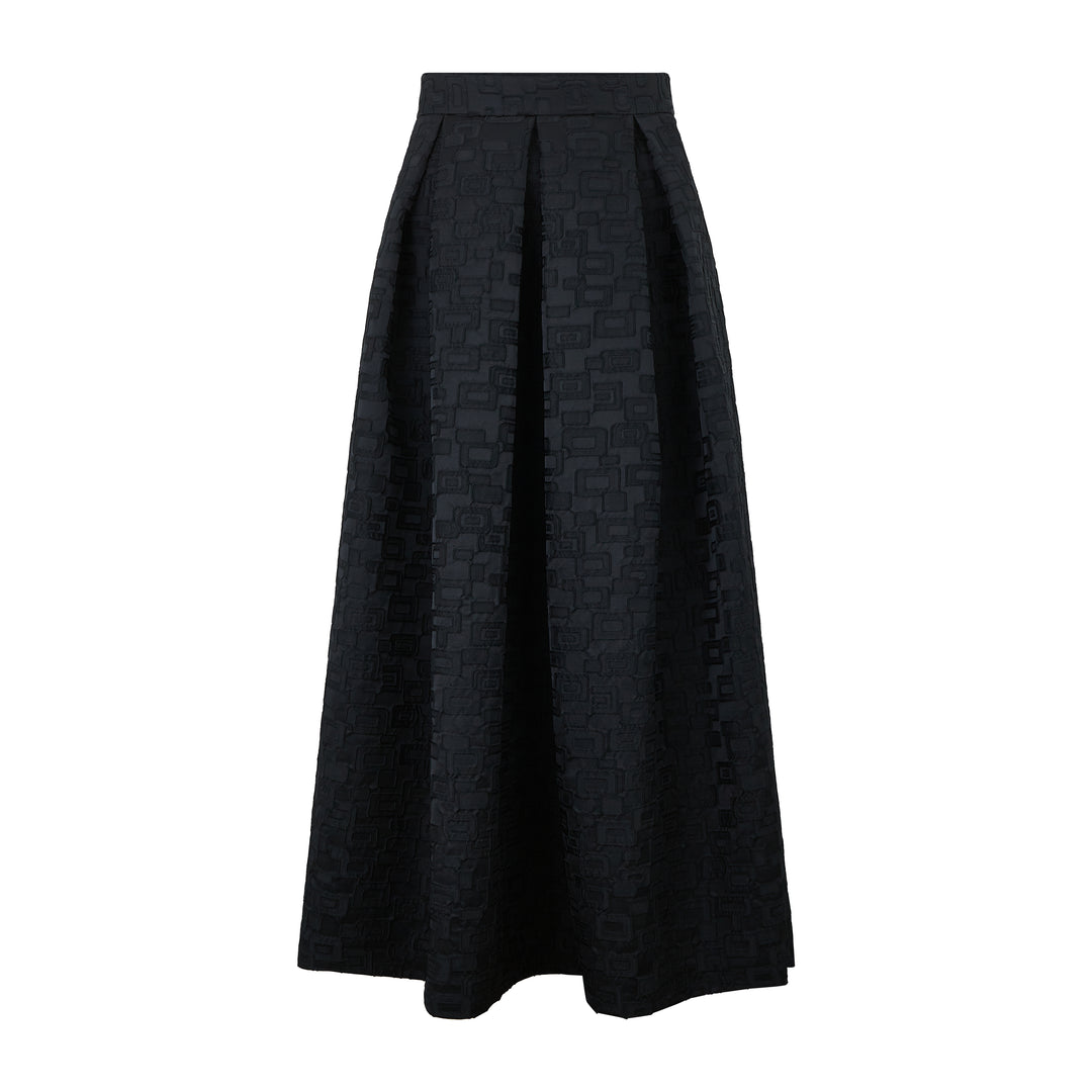 Luna Black Jacquard Square Skirt