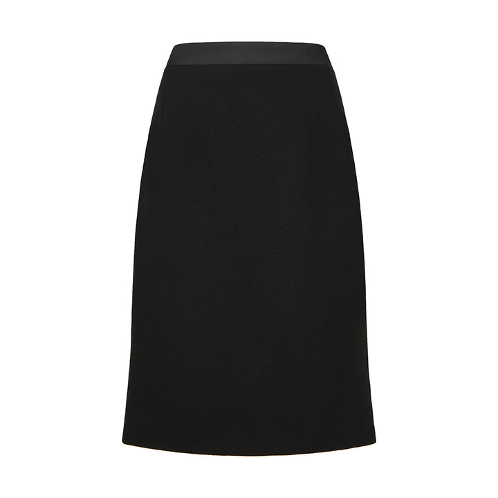 Heidi Tailored Wool Crepe Black Skirt