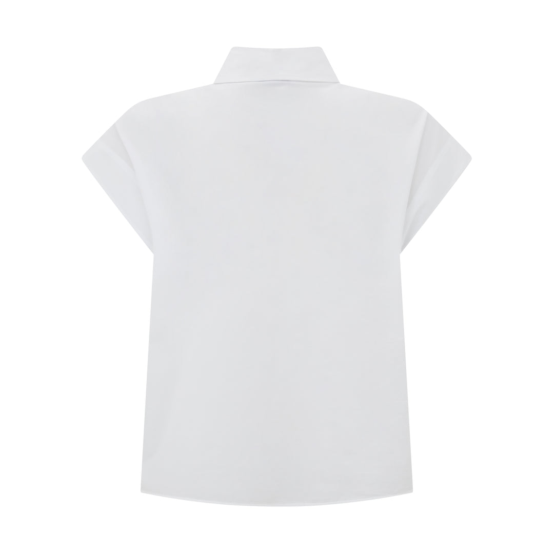 Sleeveless Cotton Pleated Shirt
