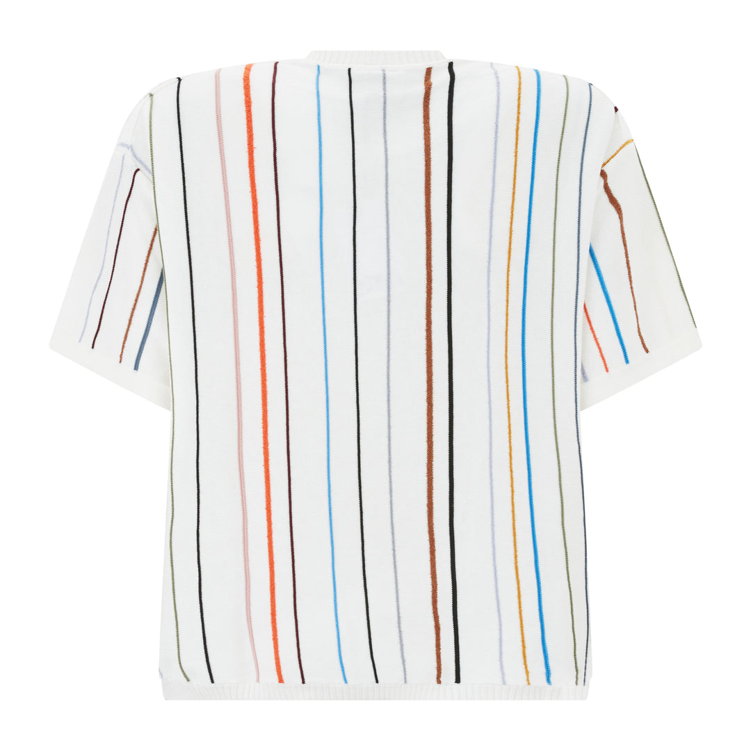 Knitted Short Sleeve Stripe Top