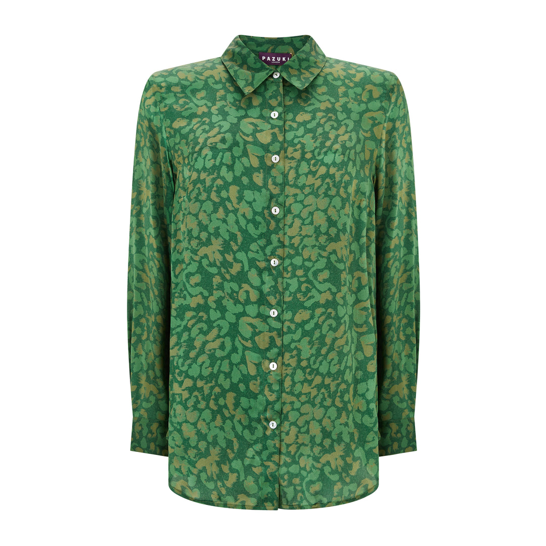 Concordia Green Leopard Silk Shirt