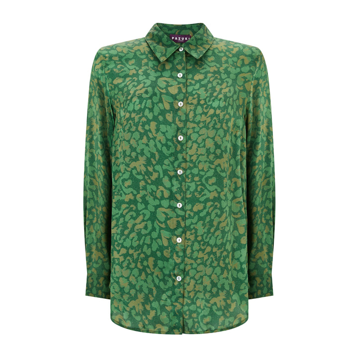 Concordia Green Leopard Silk Shirt