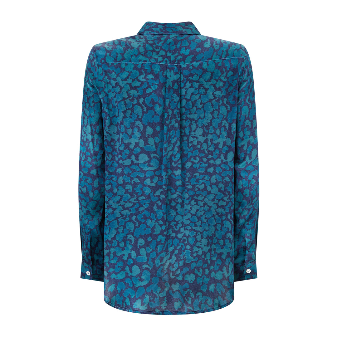 Concordia Navy Leopard Silk Shirt