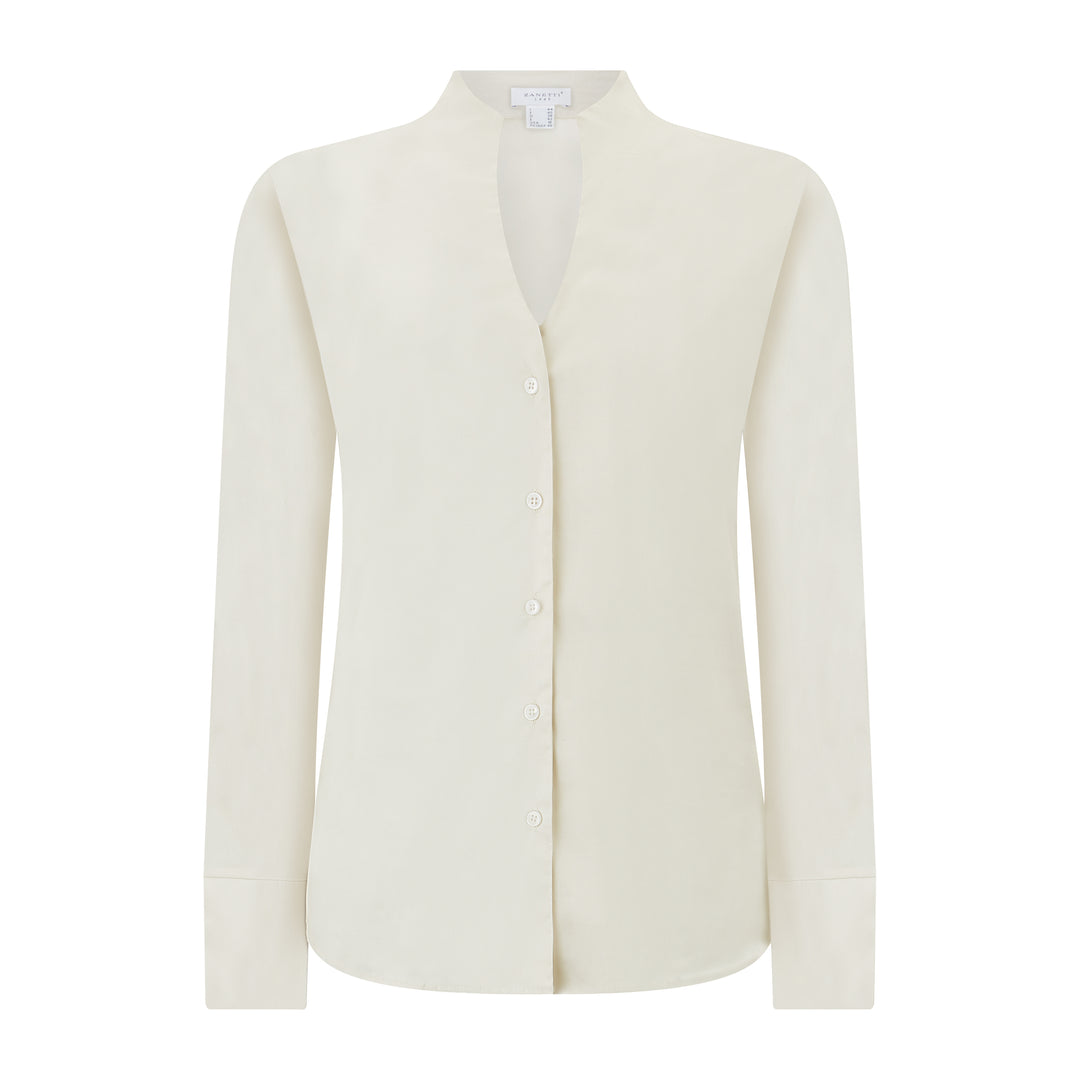 V-Neck Stretch Cotton Shirt