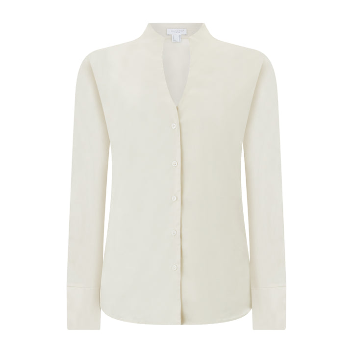V-Neck Stretch Cotton Shirt