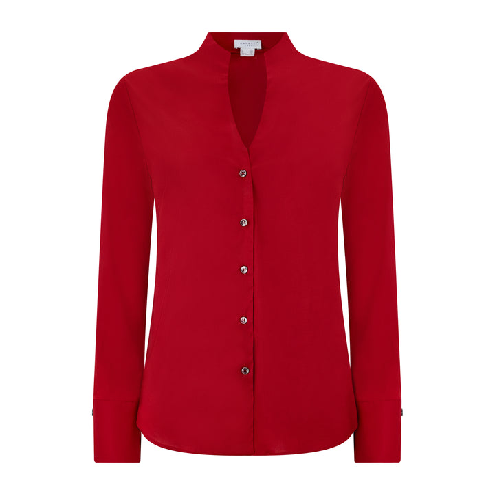 V-Neck Stretch Cotton Shirt