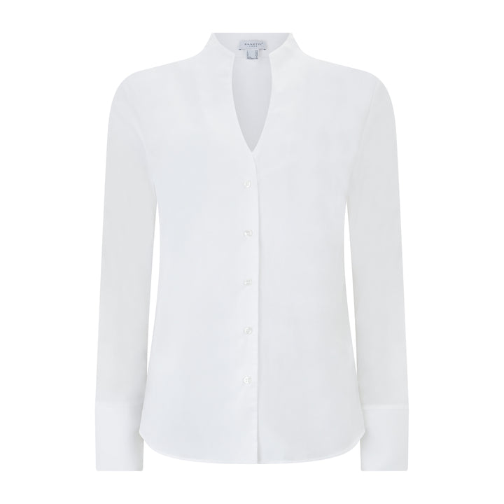 V-Neck Stretch Cotton Shirt