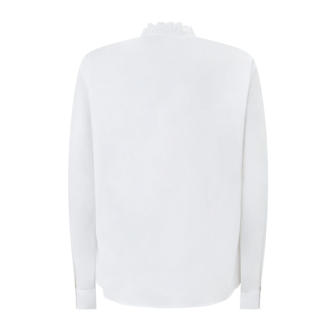 Tunic Ruffle Stretch Cotton Shirt