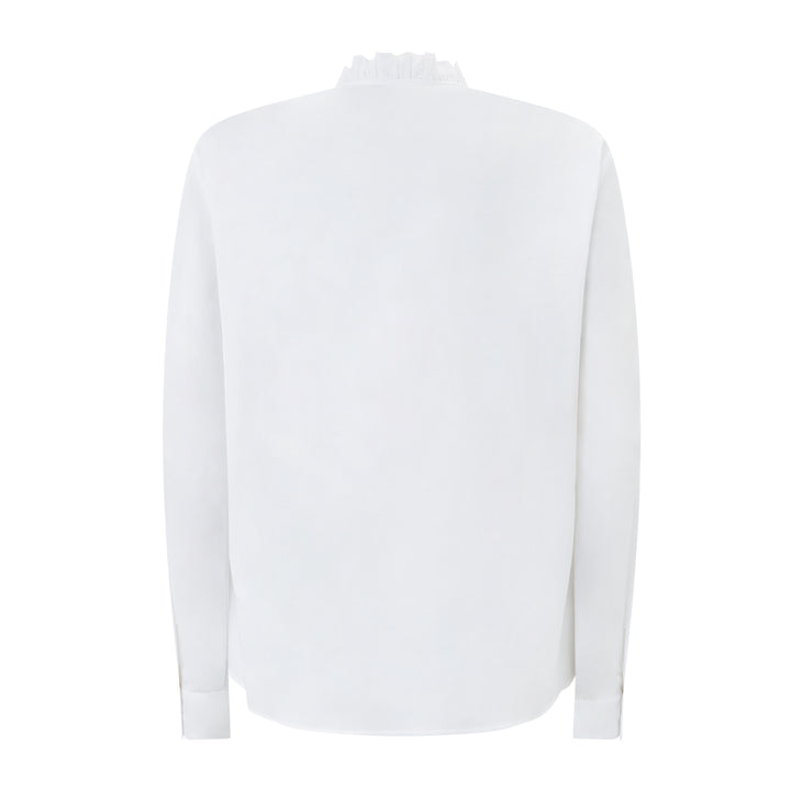 Tunic Ruffle Stretch Cotton Shirt