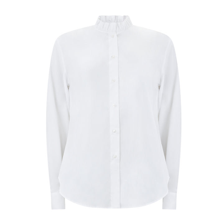 Tunic Ruffle Stretch Cotton Shirt