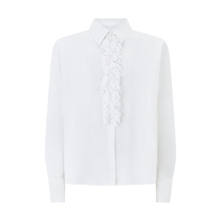 Ruffle Stretch Cotton Shirt