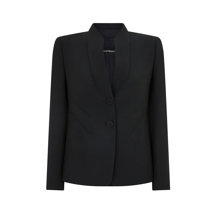 Tailored Collarless Cady Black Jacket