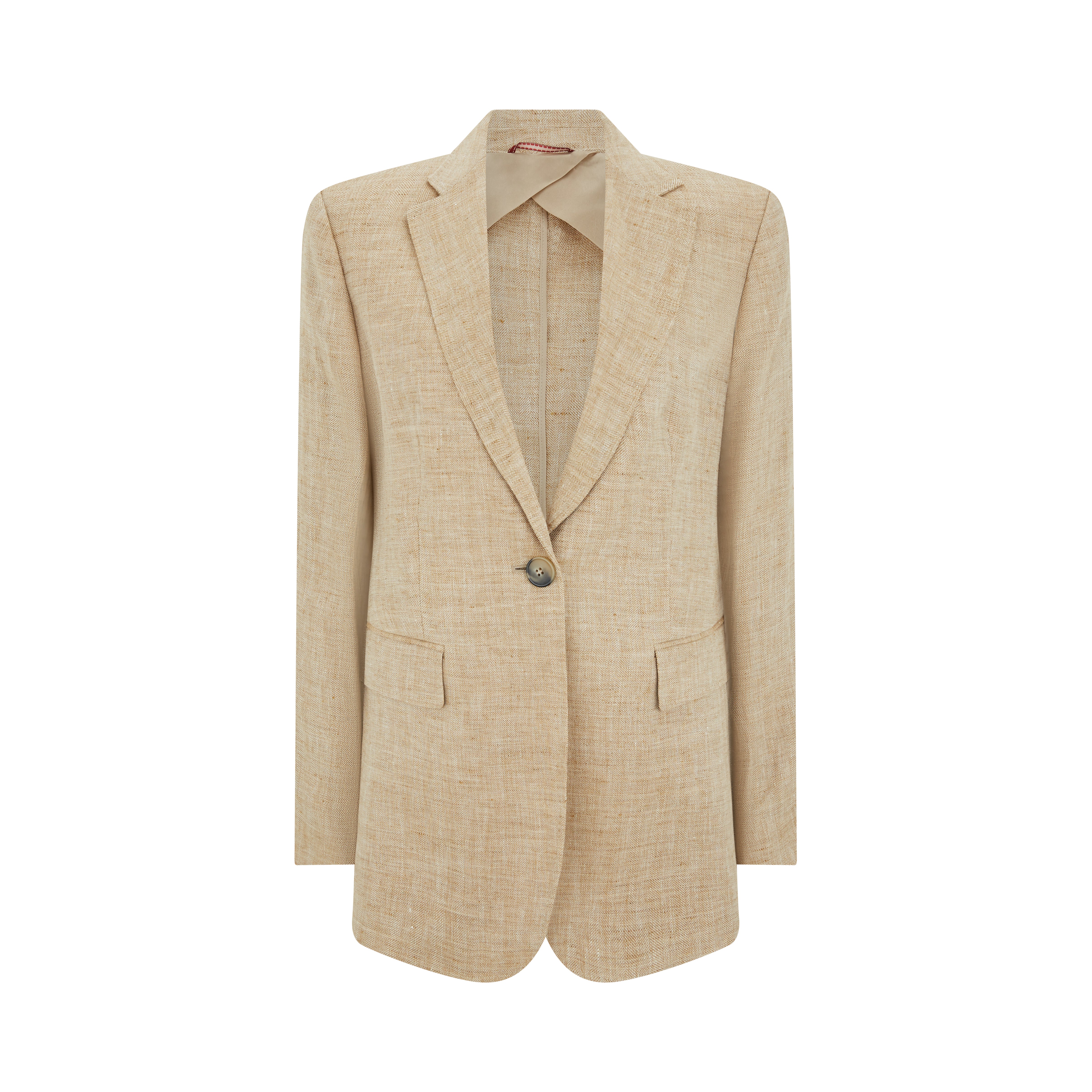 Ede & Ravenscroft | Palau Tailored Herringbone Linen Jacket | Beige