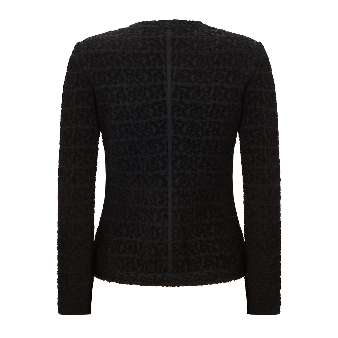 Tailored Short Tonal Knitted Leopard Print Jacket