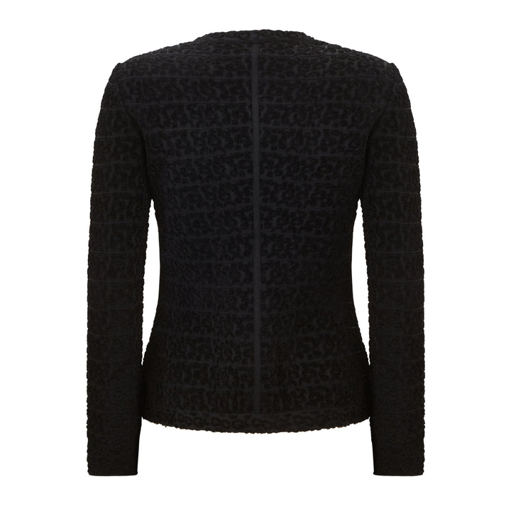 Tailored Short Tonal Knitted Leopard Print Jacket