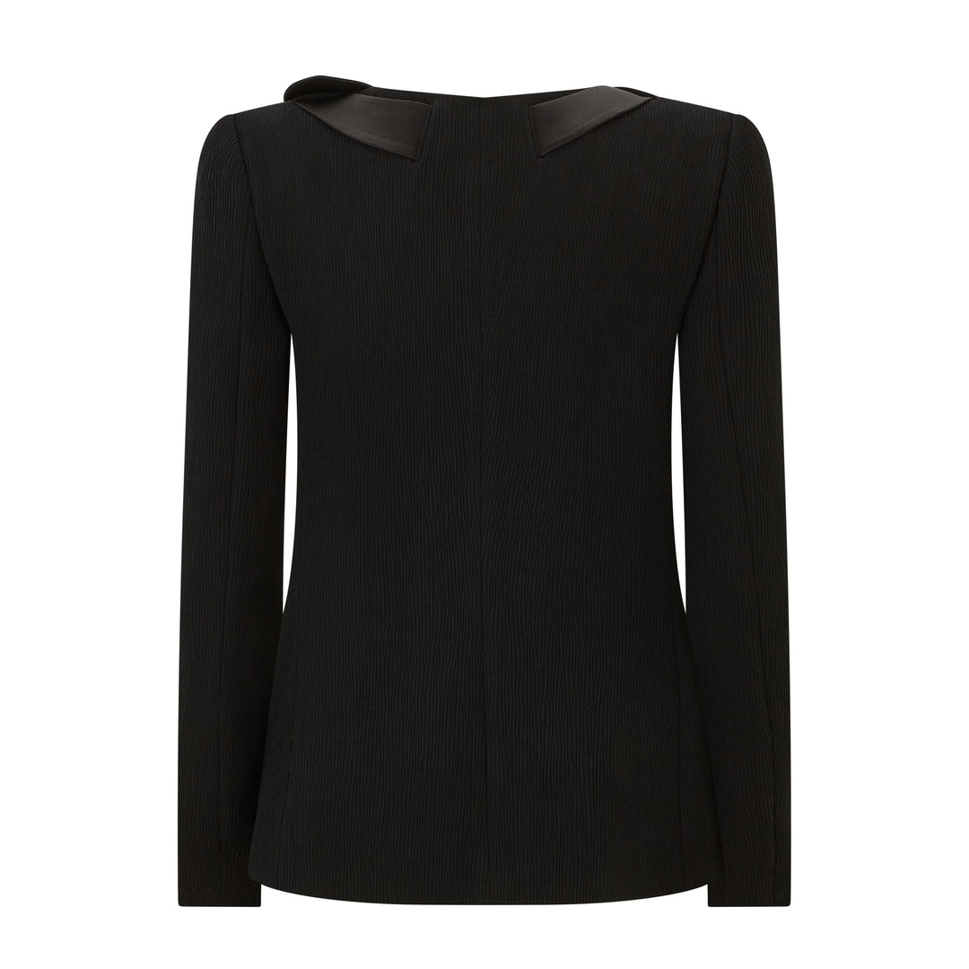 Tailored Short Jersey Leather Bow Jacket