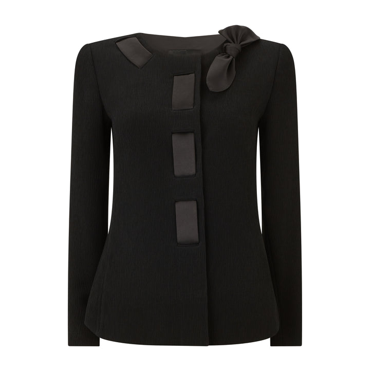 Tailored Short Jersey Leather Bow Jacket