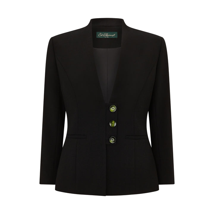 Martha Tailored Wool Crepe Collarless Jacket