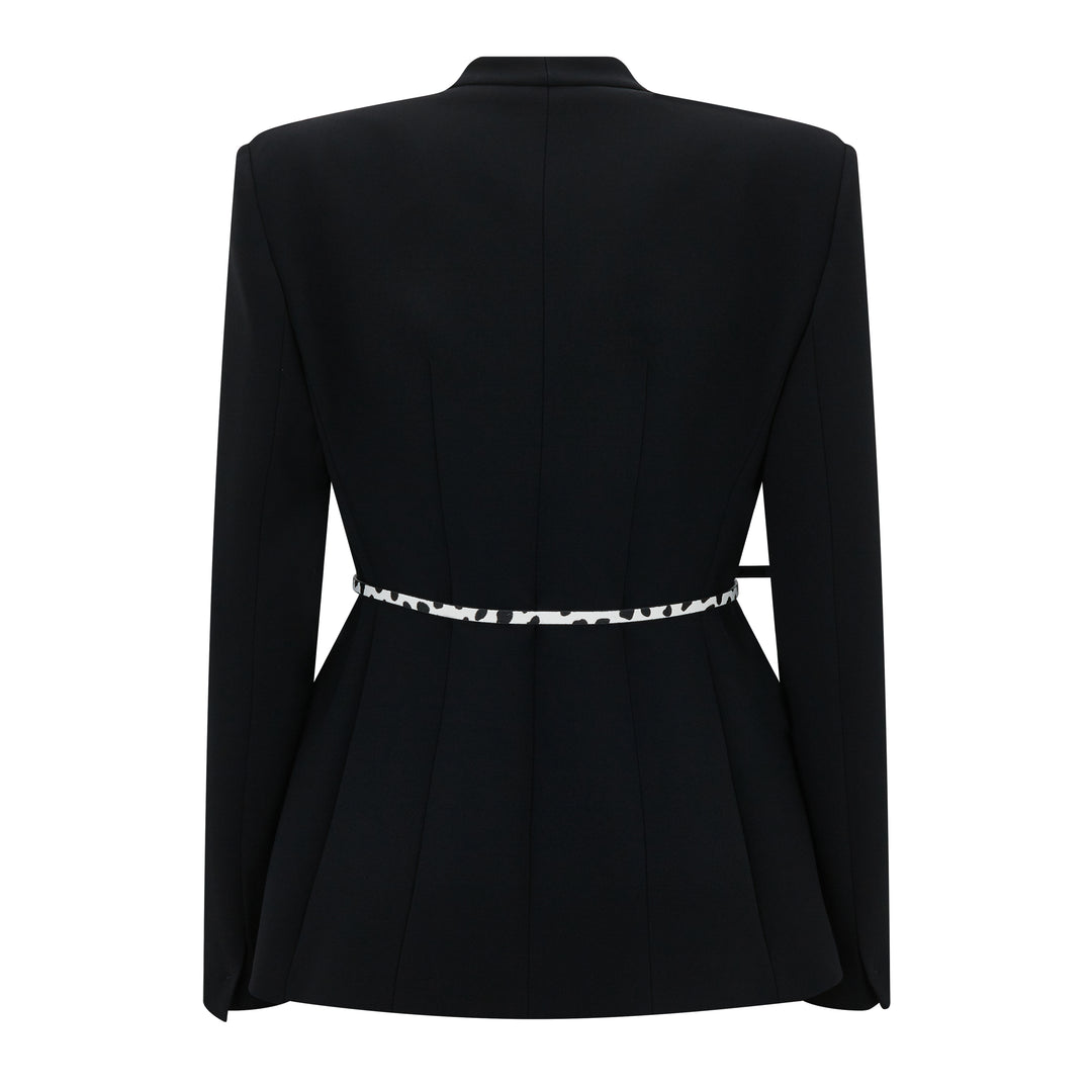 Quinoa Tailored Cady Collarless Belted Jacket